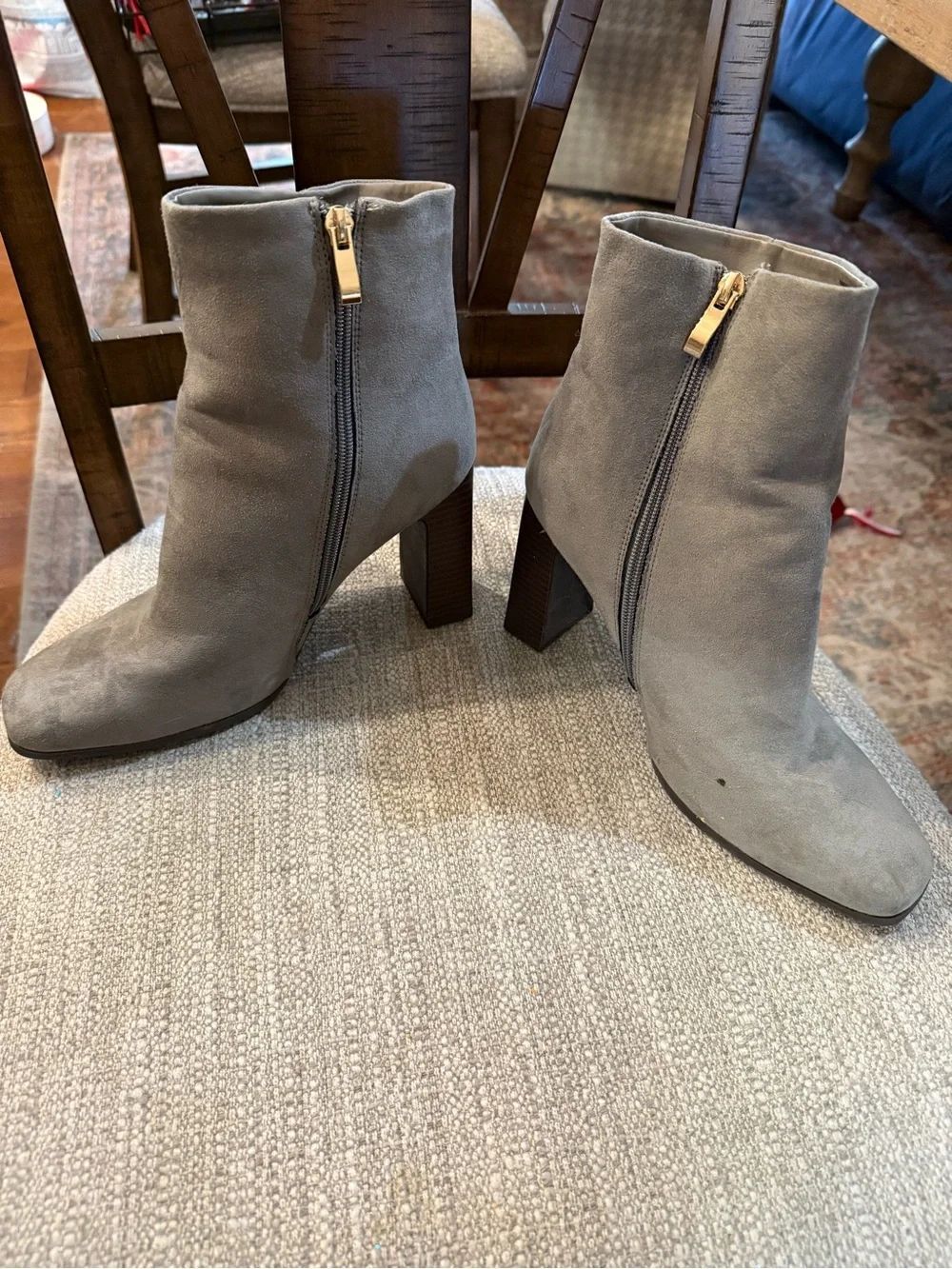 Justfab gray suede booties size 8.5